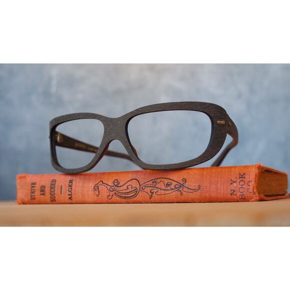 Vintage 1960s De Lotto Cat eye Eyeglasses Frame Faux Wood Pin up Italy NOS main image 14